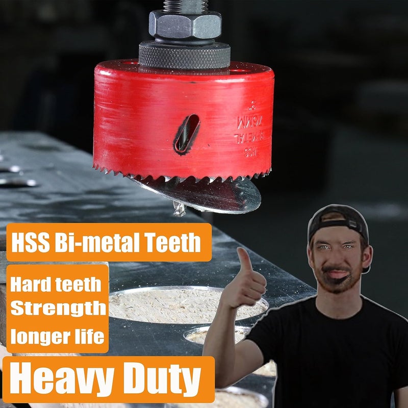wowsupm 8-1/4” HSS Bi Metal Hole Saw Cutter with Arbor Heavy Duty Hole Saw Bit for Wood Drywall Plastic Aluminum Mild Steel Iron Metal Stainless Steel - Image 2